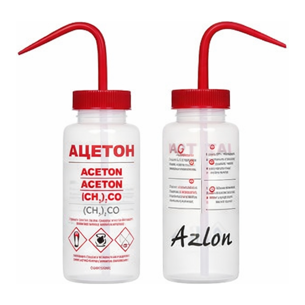 Merck AzlonÂ Multi-Lingual Safety Wash Bottles With Driplok Vapor Venting
