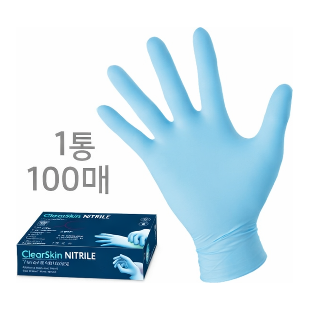OFFICENEX [P]니트릴 장갑 (니트릴/XL/라이트 블루/100매/크린스킨)