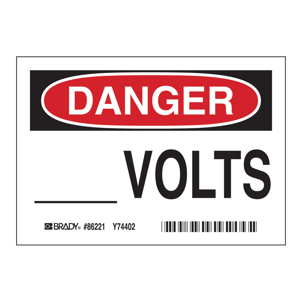 Brady Write-on DANGER Volts Labels