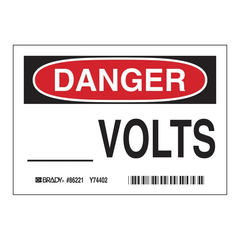 Brady Write-on DANGER Volts Labels
