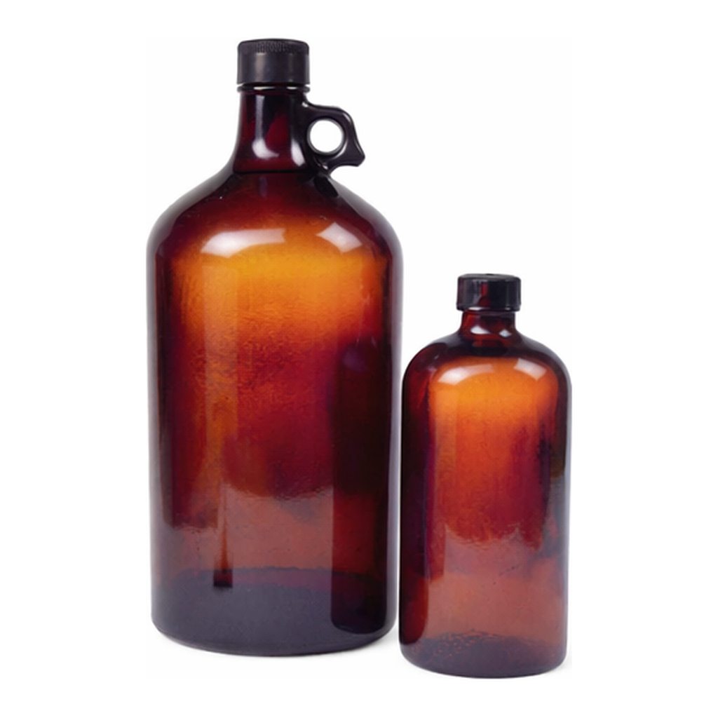 WHEATON Safety Coated Amber Narrow-neck Glass Bottles