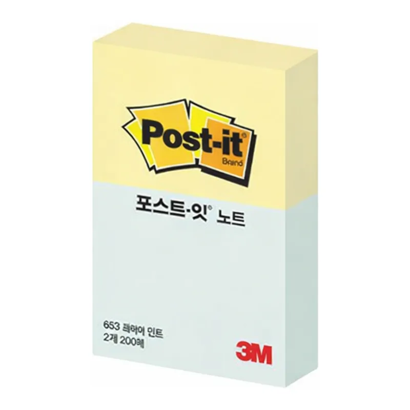 OFFICENEX 3M 포스트잇 653-2 Y/M 노랑/애플민트 51x38mm