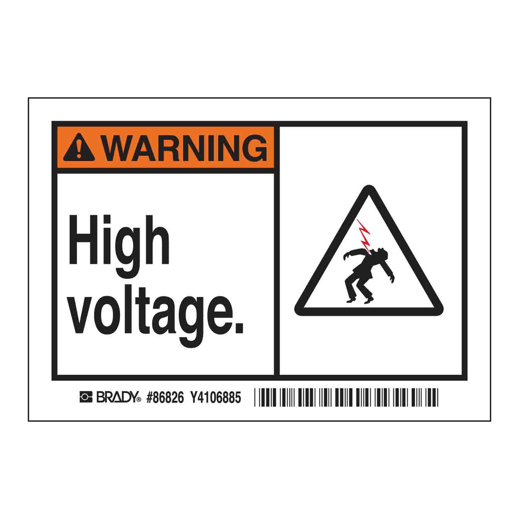 Brady WARNING High voltage. Labels