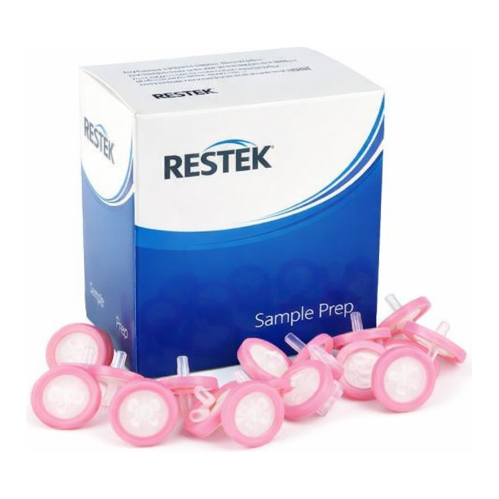 Restek Syringe Filter, 25mm, 0.45um Nylon 100pk Luer Lock Inlet, Pink
