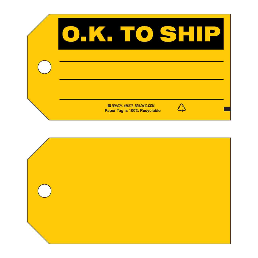 Brady O.K. TO SHIP Production Tag
