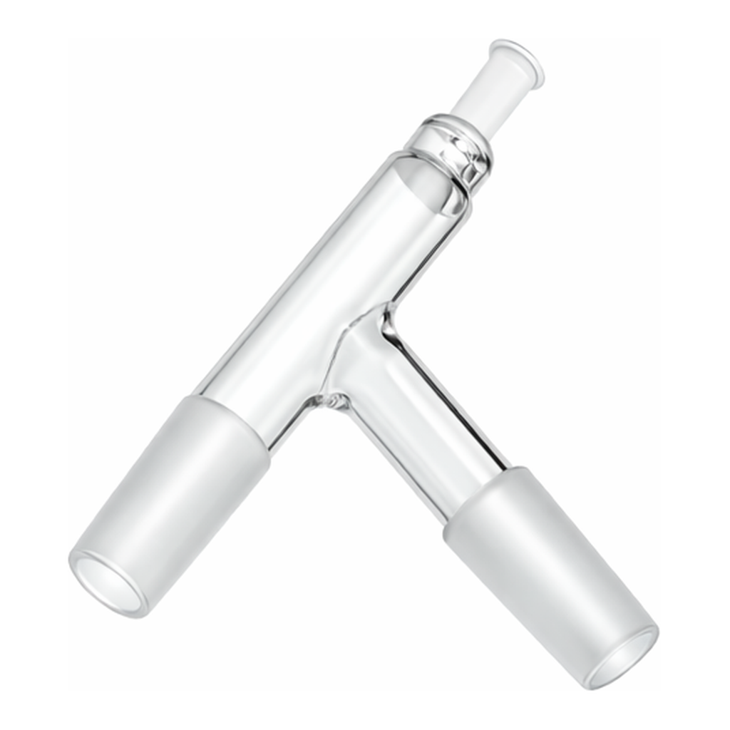 Corning PYREX 75° Angle Tube Adapter with Two-Way 24/40 Standard Taper Joints and Standard Taper 10/30 Outer Joint Thermometer Opening