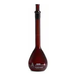Corning PYREX Class A Low Actinic Wide Mouth Volumetric Flask, Heavy Duty, with PYREX Standard Taper Stopper