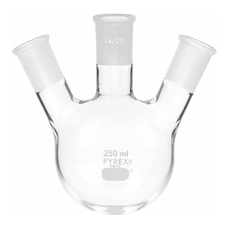 Corning PYREX Three Neck Distilling Flask, Angle Type, Standard Taper Joints