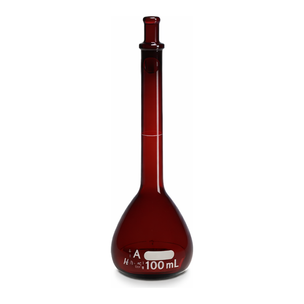 Corning PYREX Class A Low Actinic Volumetric Flask, Certified and Serialized, with PYREX Standard Taper Stopper