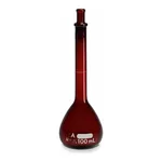 Corning PYREX Class A Low Actinic Volumetric Flask, Certified and Serialized, with PYREX Standard Taper Stopper