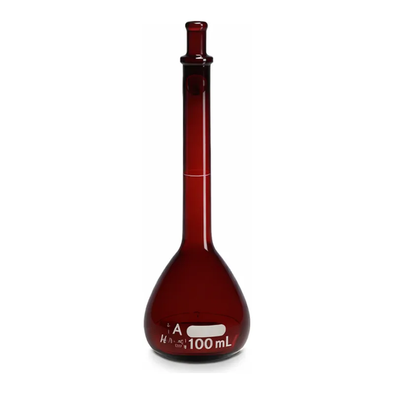 Corning PYREX Class A Low Actinic Volumetric Flask, Certified and Serialized, with PYREX Standard Taper Stopper
