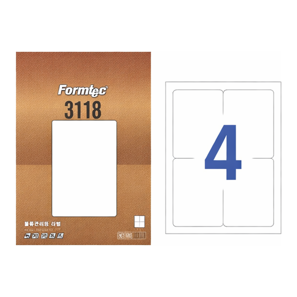 OFFICENEX 물류관리용 라벨(4칸/20매/LQ-3118/폼텍)친환경 인증 상품
