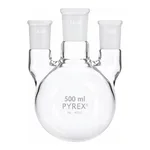 Corning PYREX Three Neck Distilling Flask, Vertical Type, Standard Taper Joints