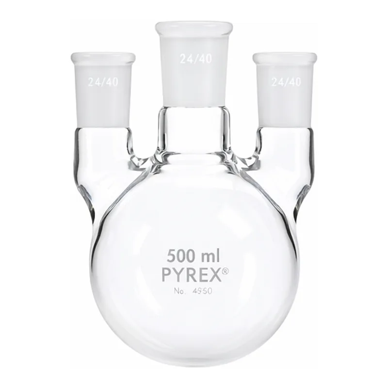 Corning PYREX Three Neck Distilling Flask, Vertical Type, Standard Taper Joints
