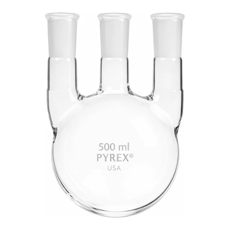 Corning PYREX Three Neck Distilling Flask, Vertical Type, Standard Taper 24/40 Joints