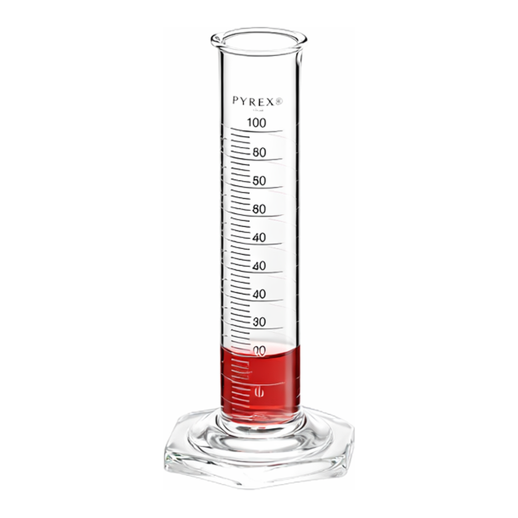 Corning PYREX Single Metric Scale Cylinders, Lifetime Red, Double Pourout, Graduated, To Contain
