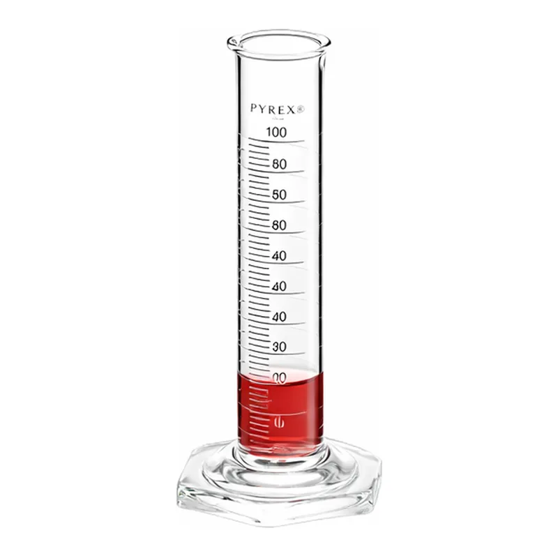Corning PYREX Single Metric Scale Cylinders, Lifetime Red, Double Pourout, Graduated, To Contain