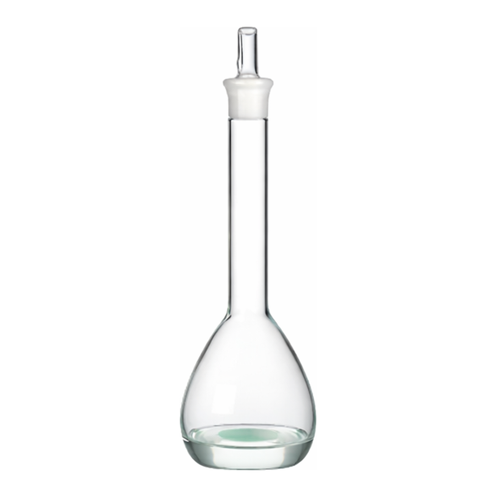 Corning PYREXPLUS Class A Volumetric Flask, Protective Coating, with PYREX Standard Taper Stopper