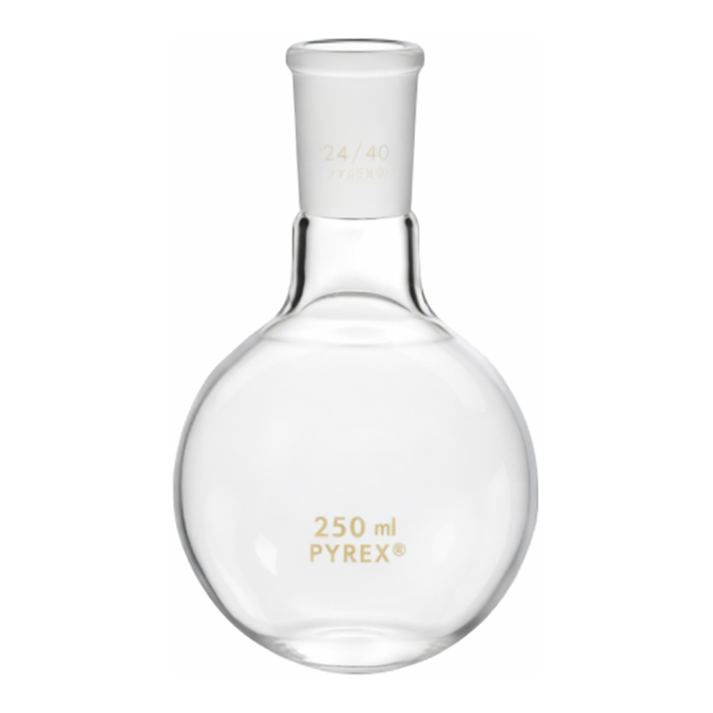 Corning PYREX 125 mL Short Neck Boiling Flask, Flat Bottom, 24/40 Standard Taper Joint