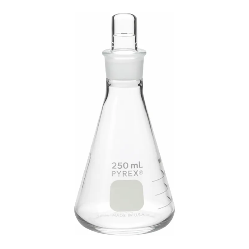 Corning PYREX Narrow Mouth Erlenmeyer Flask with PYREX Standard Taper Stopper, Graduated