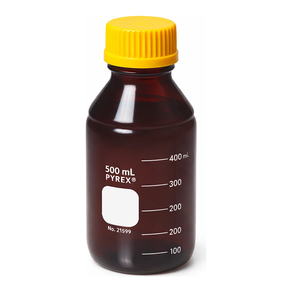 Corning PYREX Low Actinic Round Media Storage Bottles, Graduated, with Screw Cap