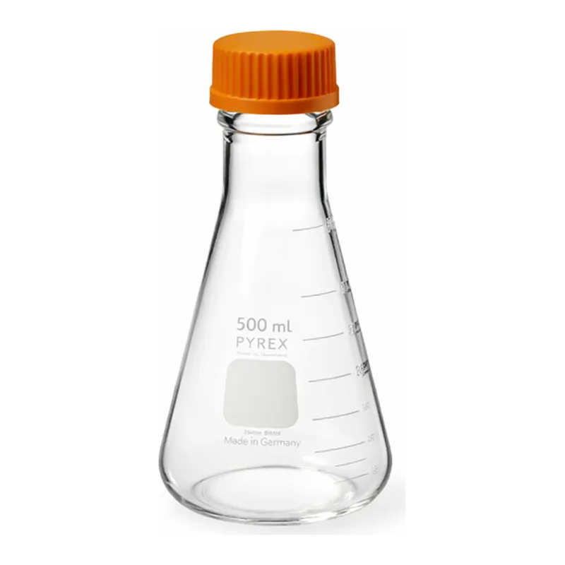 Corning PYREX Wide Mouth Erlenmeyer Flask, with GL45 Screw Cap, Graduated