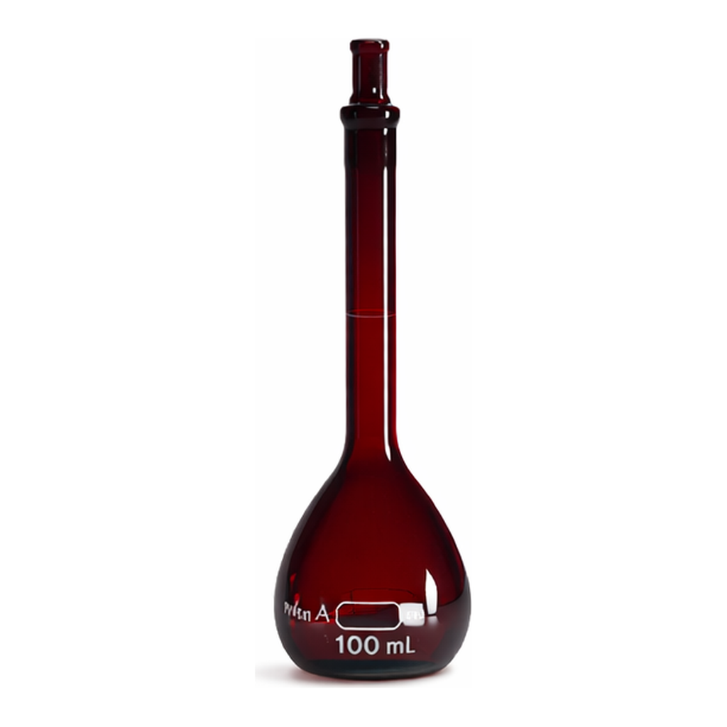 Corning PYREX Class A Low Actinic Volumetric Flask with PYREX Standard Taper Stopper, Flask Only