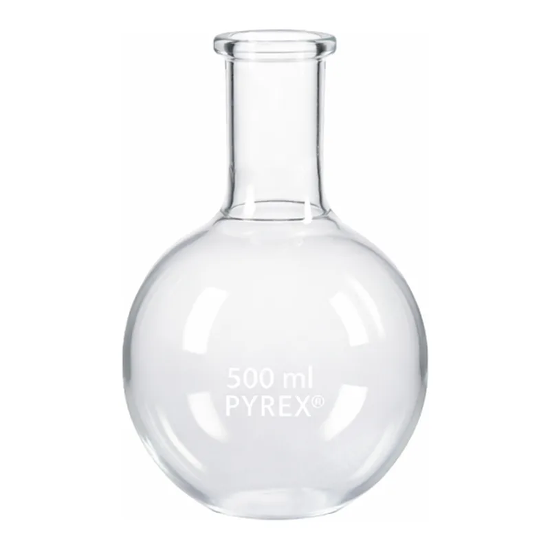 Corning PYREX Short Ring Neck Boiling Flask, Round Bottom
