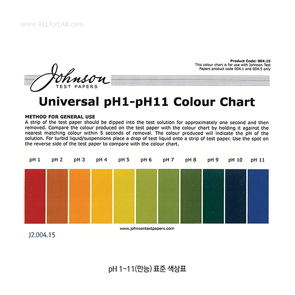 Johnson Test Papers pH Standard Color-Chart of pH 1~11 and pH 1~14