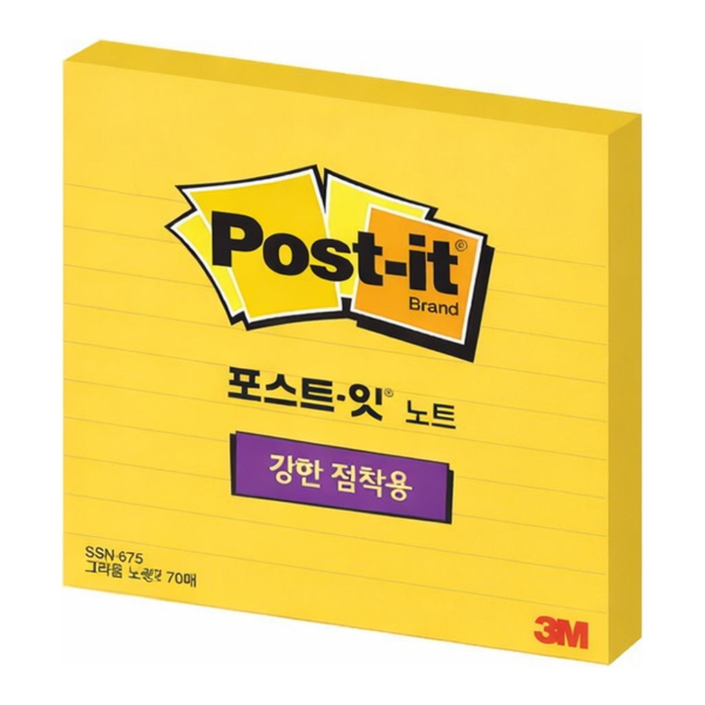 OFFICENEX 3M 포스트잇 강한점착용 675-L 그리움노랑(그리움노랑,102x102mm)