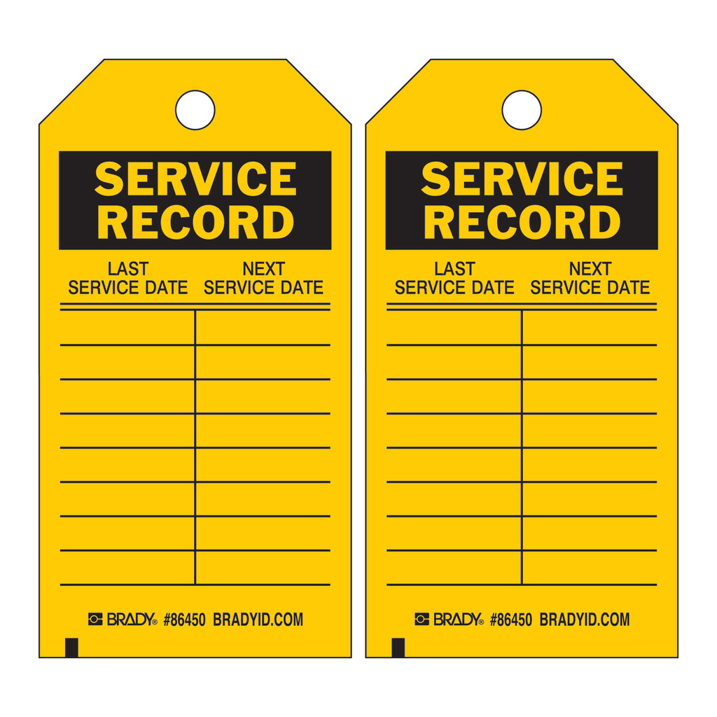 Brady Service Record Inspection Tags