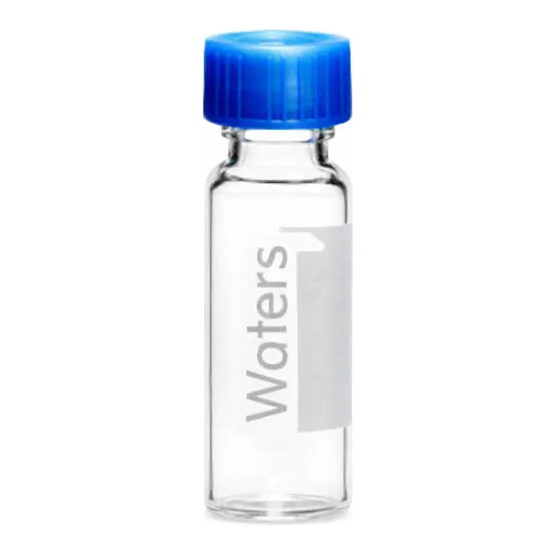 Waters Deactivated Clear Glass 12 x 32 mm Screw Neck Vial with Cap and Preslit PTFE/Silicone Septum, 2 mL Volume, 100/pk