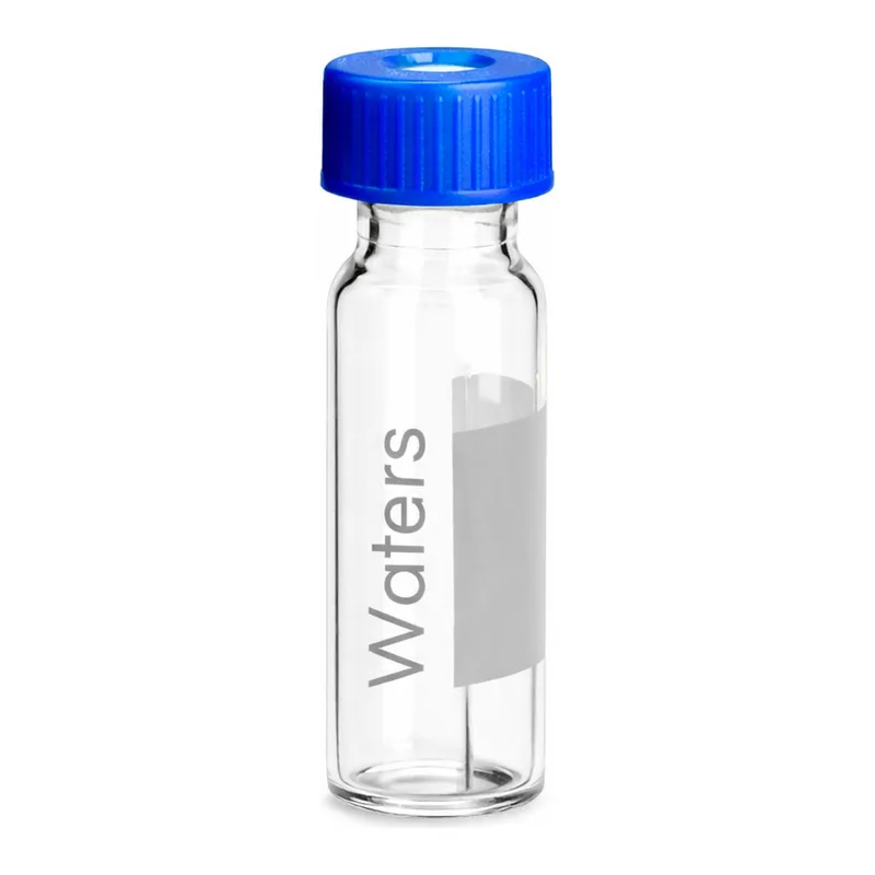 Waters Deactivated Clear Glass 12 x 32 mm Screw Neck Vial, Qsert, with Cap and Preslit PTFE/Silicone Septum, 300 µL Volume, 100/pk