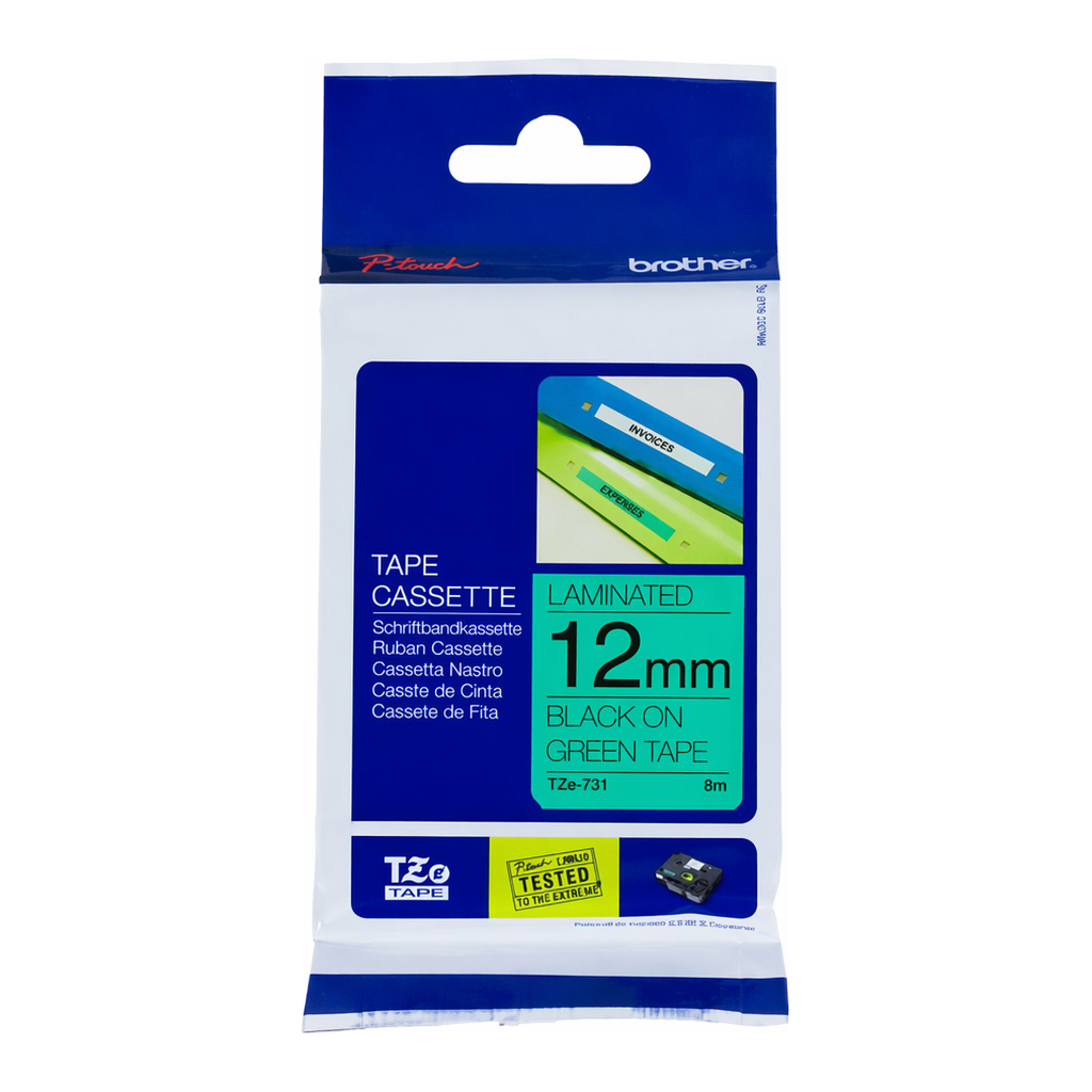 OFFICENEX 브라더 테이프카트리지(TZe-731/12mm/녹색/흑색문자)