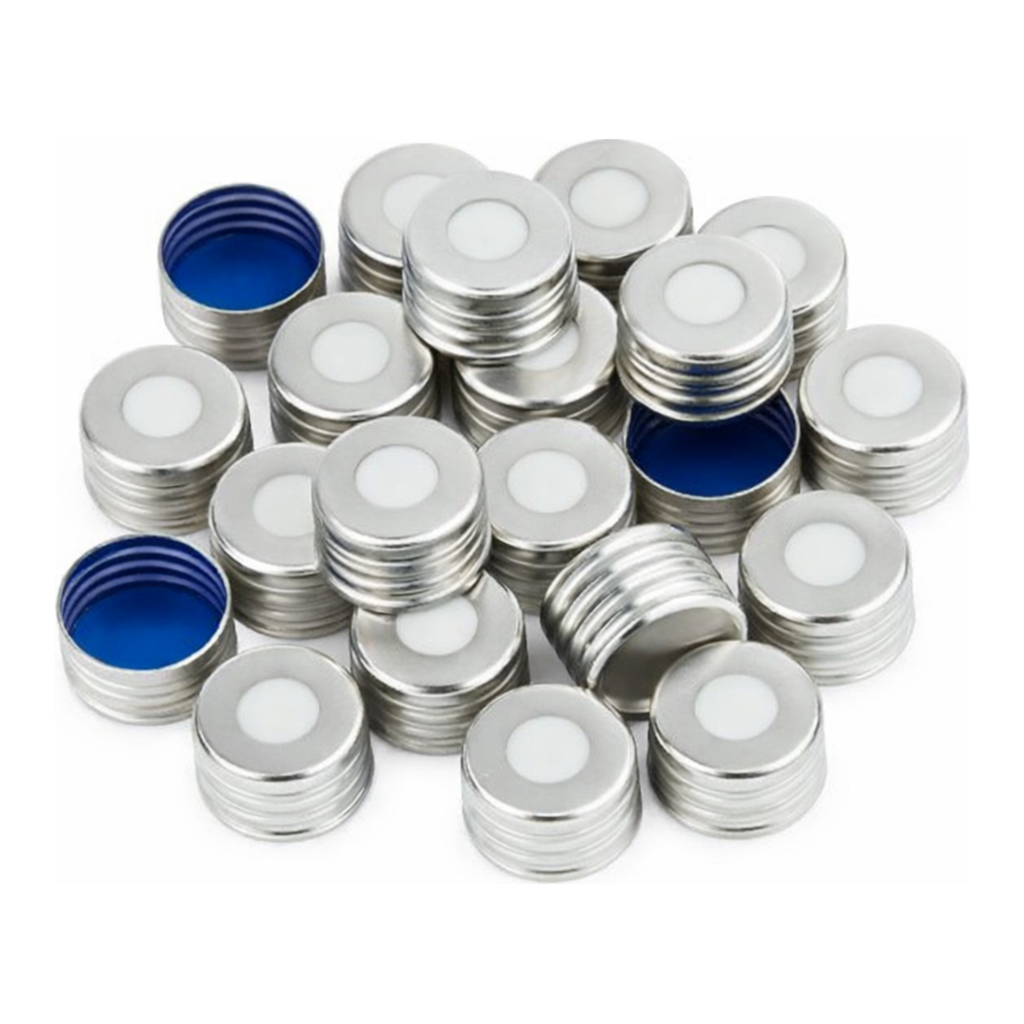 Restek Headspace Vial Caps, 18mm Magnetic Screw Thread Cap with Blue PTFE/Silicone, for SPME, 1.5