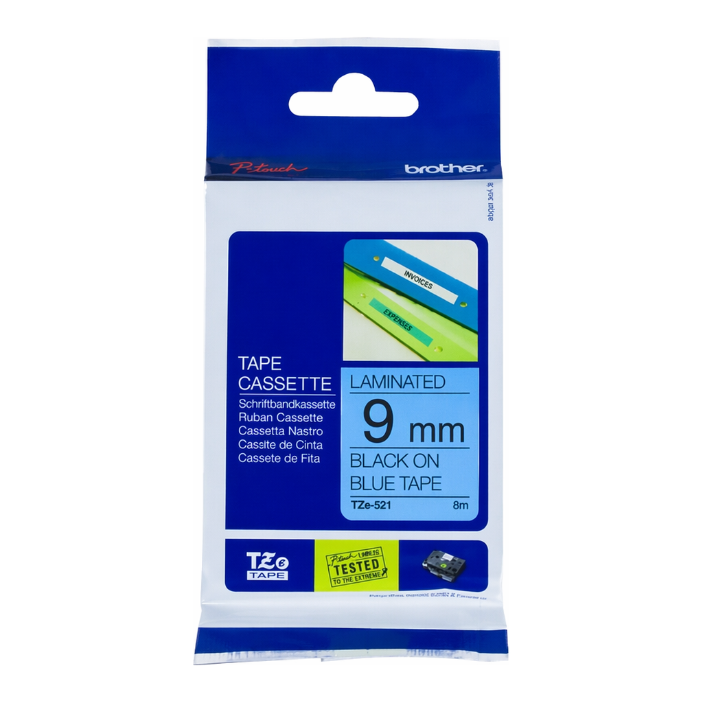 OFFICENEX 브라더 테이프카트리지(TZe-521/9mm/청색/흑색문자)