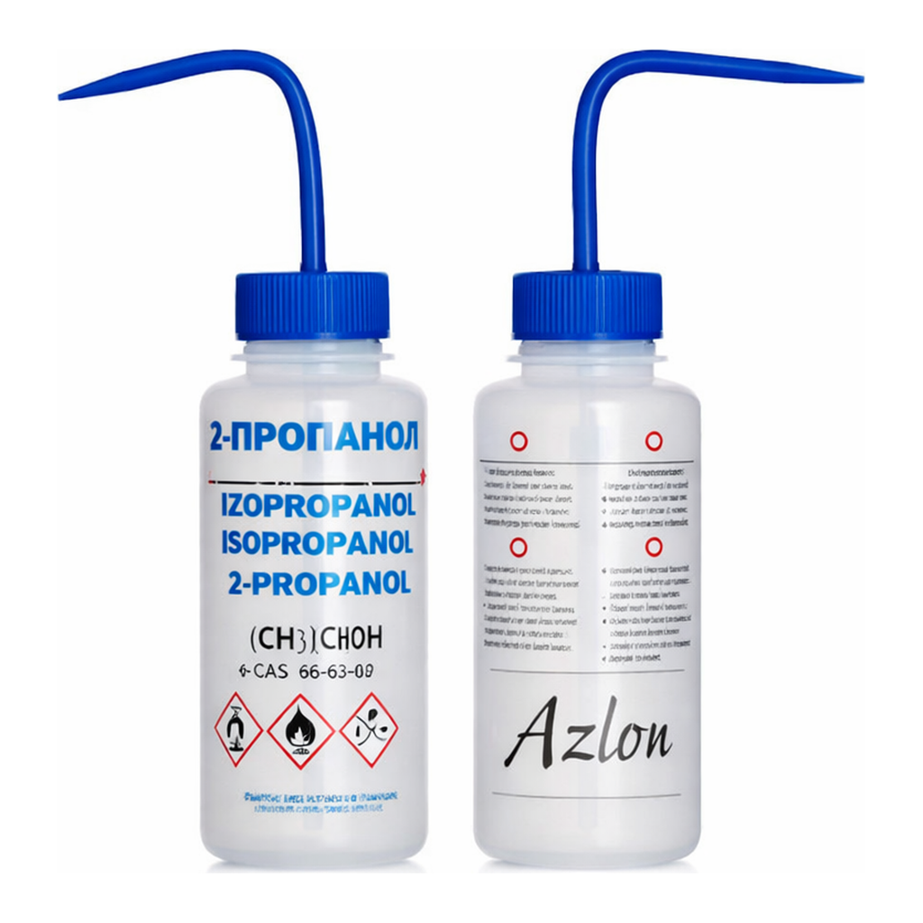 Merck AzlonÂ Multi-Lingual Safety Wash Bottles With Driplok Vapor Venting