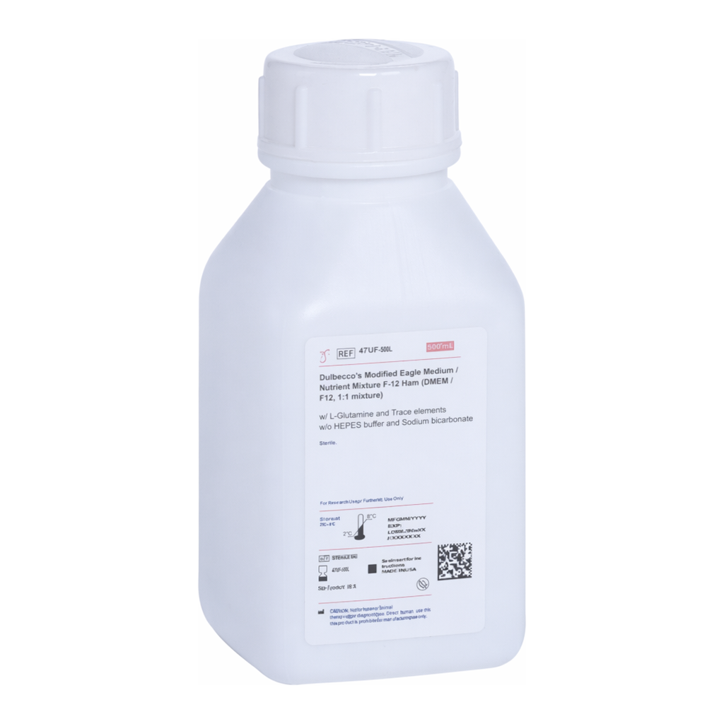 Himedia Dulbecco`s Modified Eagle Medium/Nutrient Mixture F-12 Ham (DMEM/ F12, 1:1 mixture) w/ 15mM HEPES buffer w/o L-Glutamine, Trace elements and Sodium bicarbonate