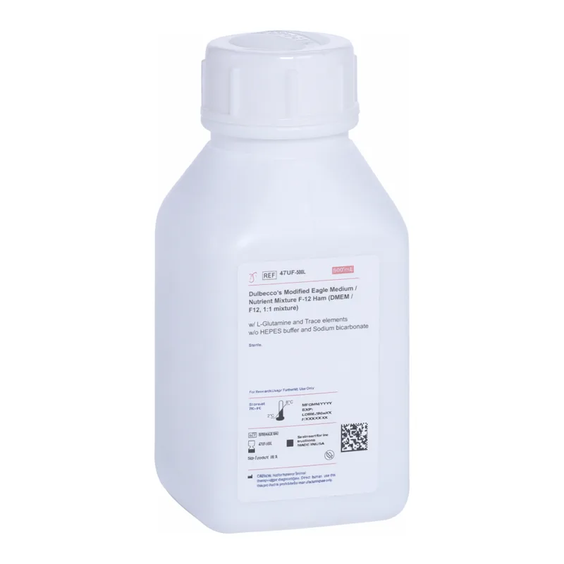 Himedia Dulbecco`s Modified Eagle Medium/Nutrient Mixture F-12 Ham (DMEM/ F12, 1:1 mixture) w/ 15mM HEPES buffer w/o L-Glutamine, Trace elements and Sodium bicarbonate