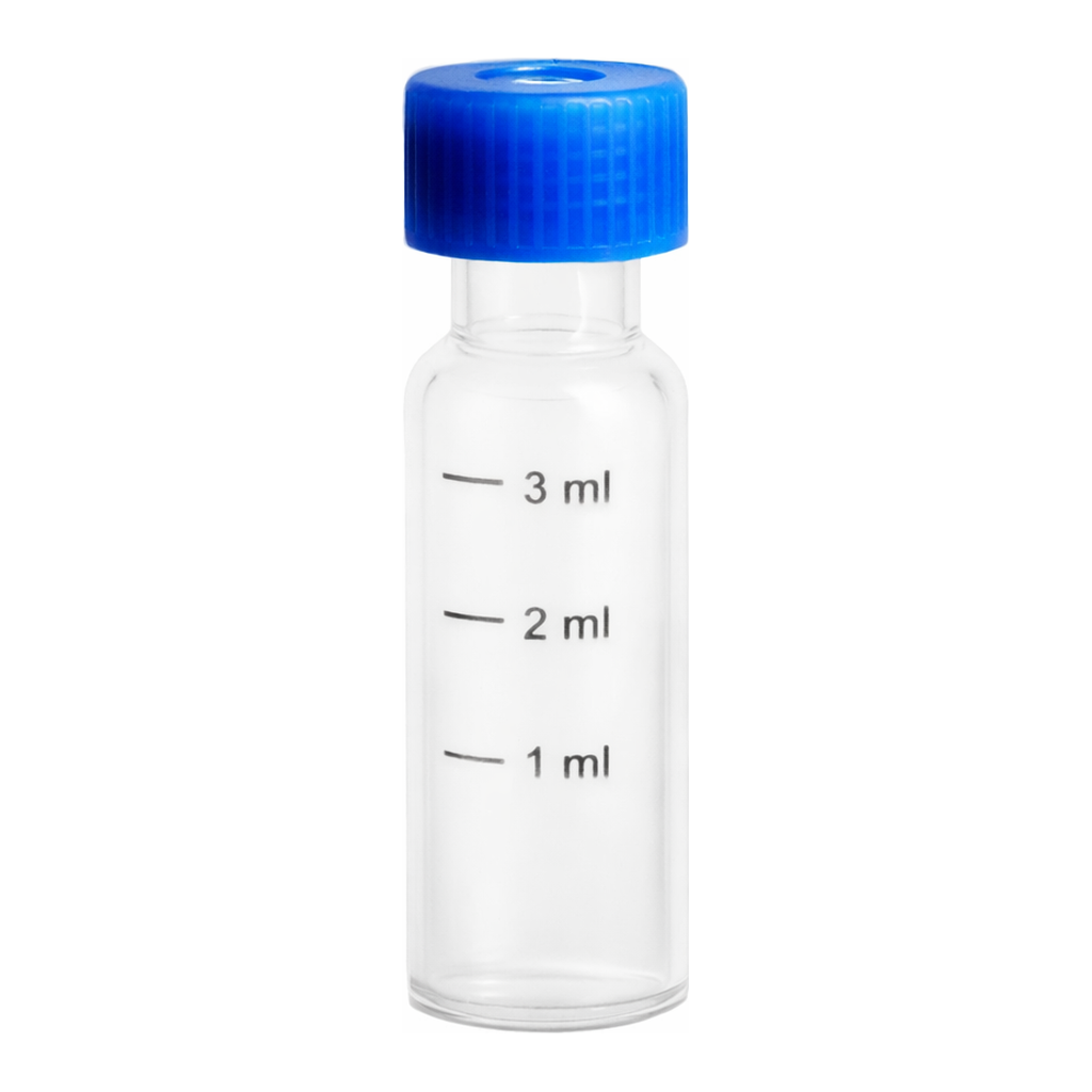 Waters Polypropylene 12 x 32 mm Screw Neck Vial, with Cap and Preslit PTFE/Silicone Septum, 700 µL Volume, 100/pk