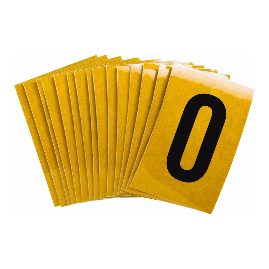 Brady 1" Character Height Black on Yellow Reflective Numbers and Letters