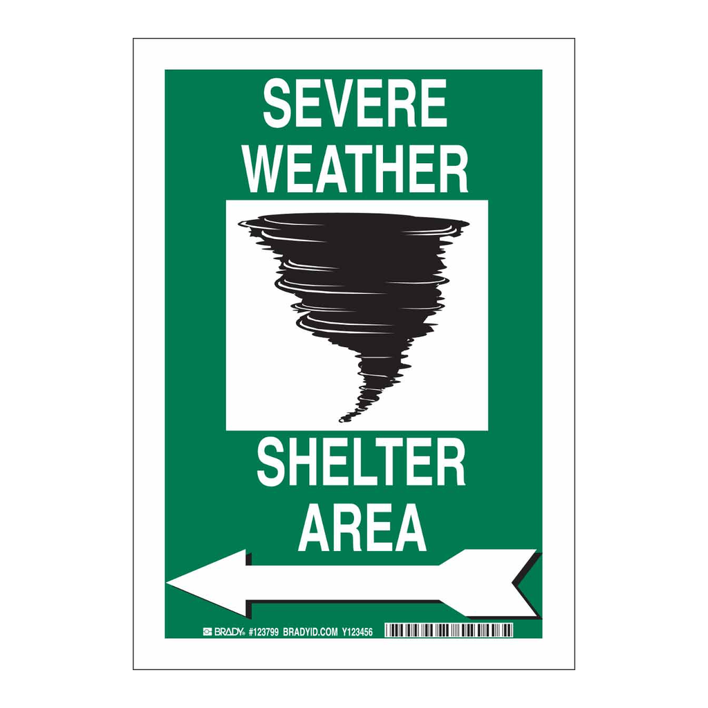 Brady Severe Weather Shelter Area Sign