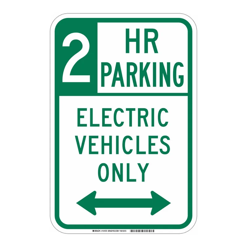 Brady 2 Hr Parking Electric Vehicles Only Sign