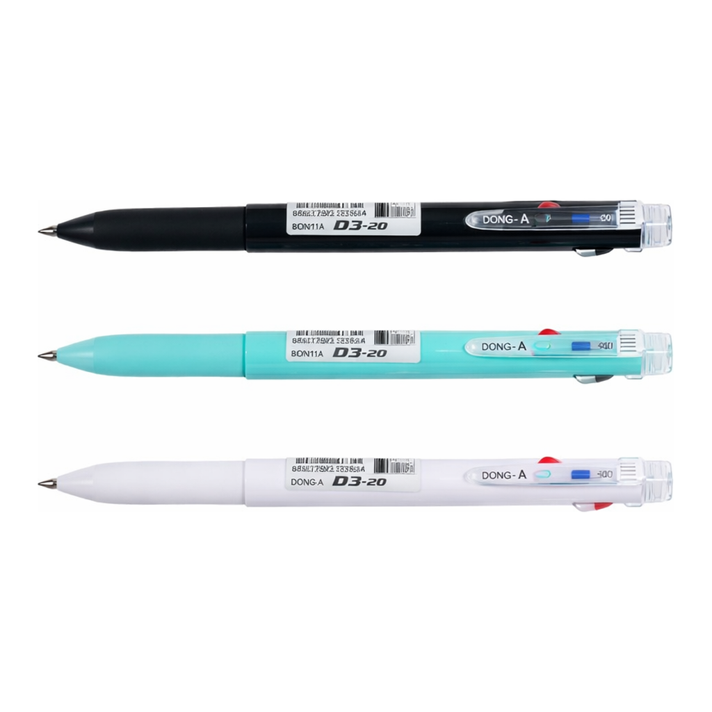 OFFICENEX 동아 D3.20 3색 볼펜(0.5mm/바디색상:화이트)