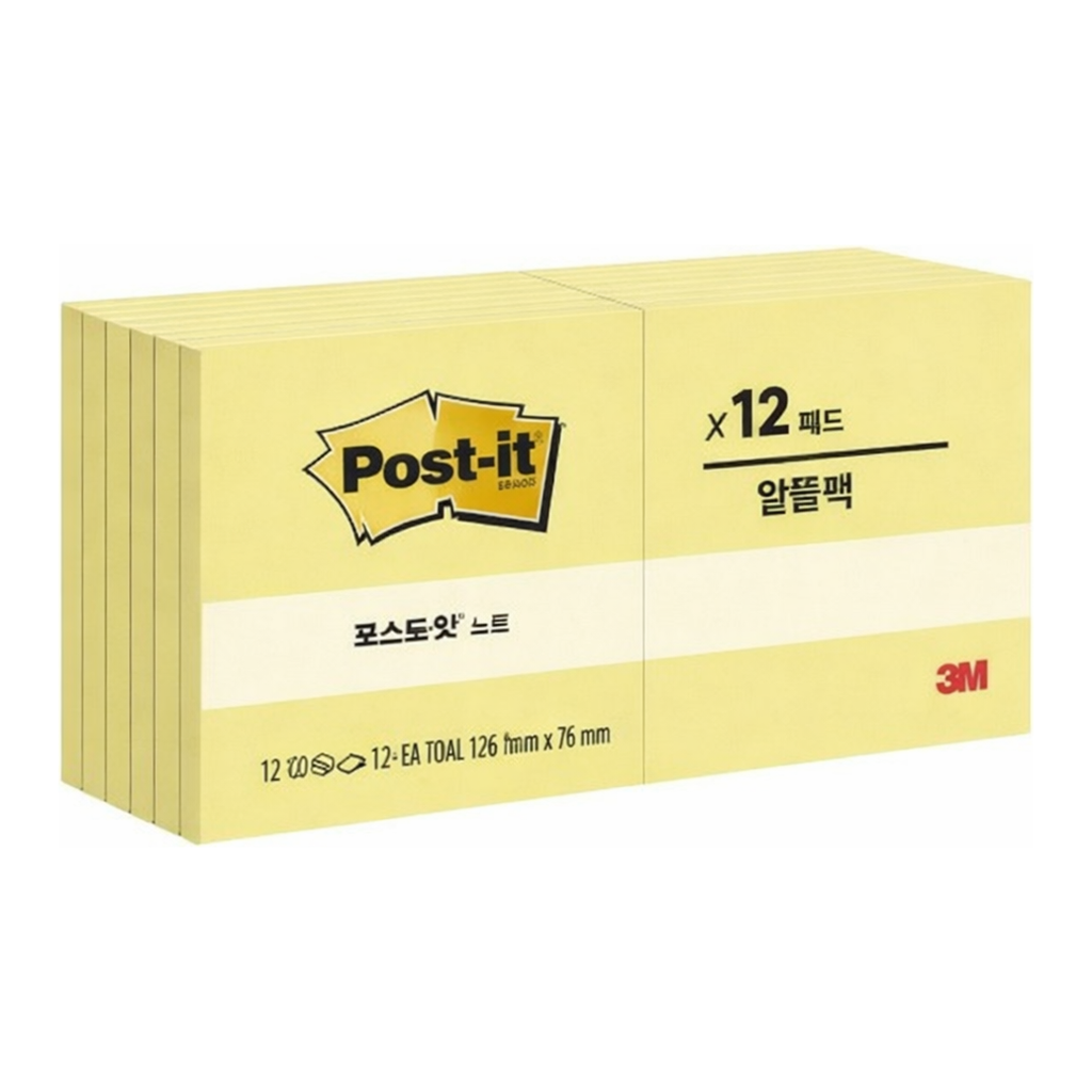 OFFICENEX 3M 포스트잇 알뜰팩 654-12 노랑