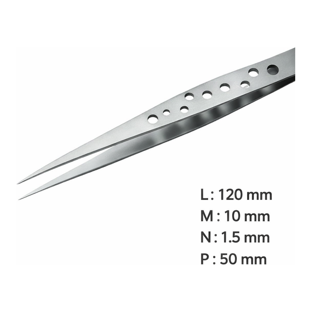 Lklab Korea Perforated Non-Slip SWISS Tweezer / 고정밀 논슬립 트위저, Rubis®, RU-1G SWISS-SA