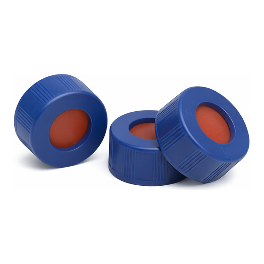 Agilent Blue screw caps,PTFE/red sil septa,500pk
