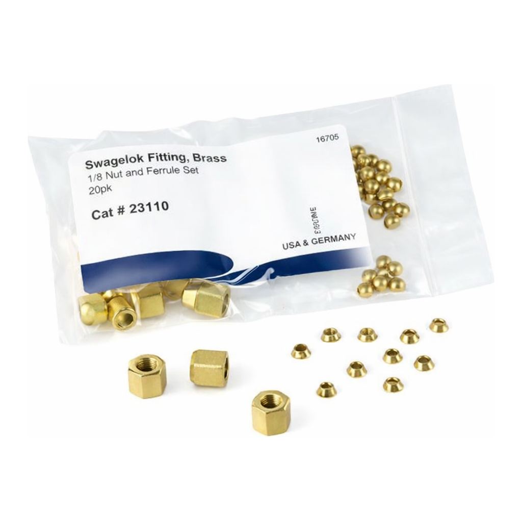 Restek Swagelok Fitting, Brass, 1/8in Nut and Ferrule Set, 20-pk