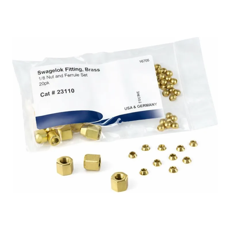 Restek Swagelok Fitting, Brass, 1/8in Nut and Ferrule Set, 20-pk