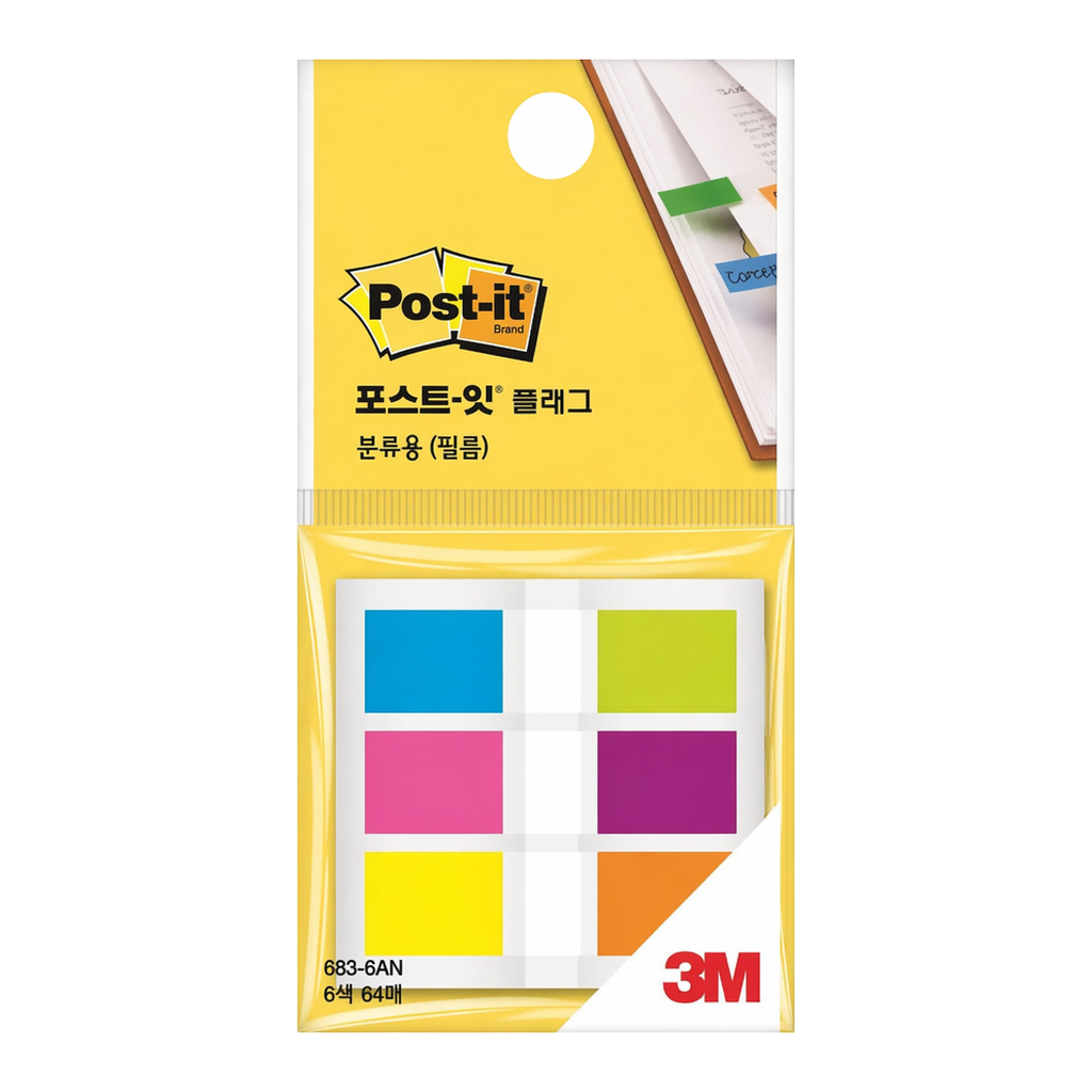 OFFICENEX 3M 포스트잇 플래그 분류용(필름) 683-6AN(교차 플래그)